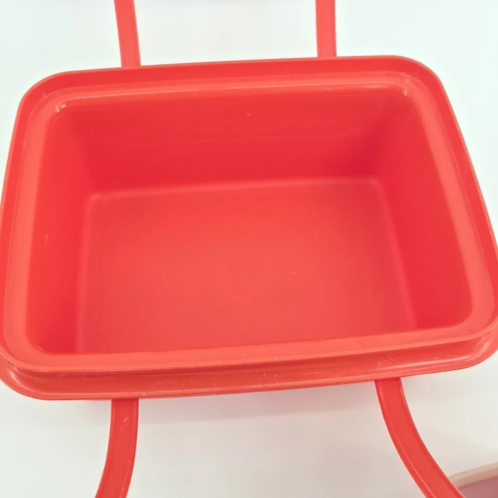 Tupperware Red Pack N Carry Lunch Box Set Made in USA 70s Vintage